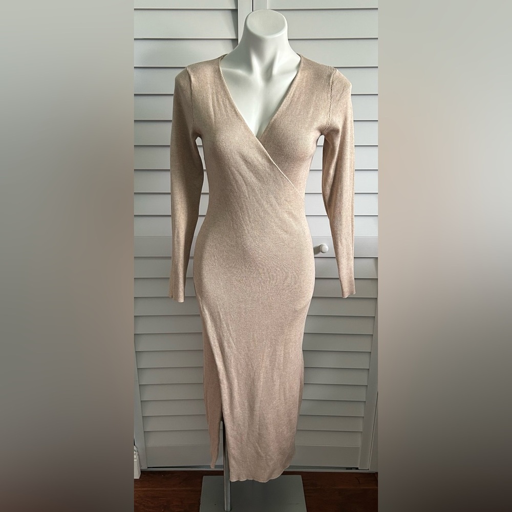 ASTR Elegant Beige Midi Dress - Picture 2 of 8